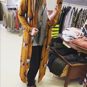 Mustard Floral Skull Duster- size SM/MD.